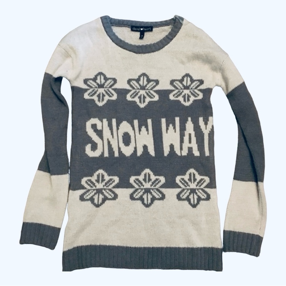 Derek Heart JR sz M top Snow Way light weight sweater Knit TWO TONE GRAY